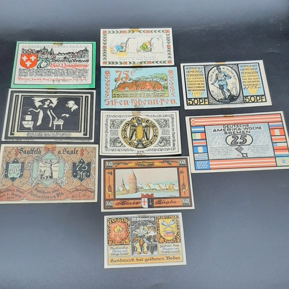 1920's Germany Pfennig Notgeld Banknote Emergency Paper German Money Lot of 10 - Picture 5 of 8